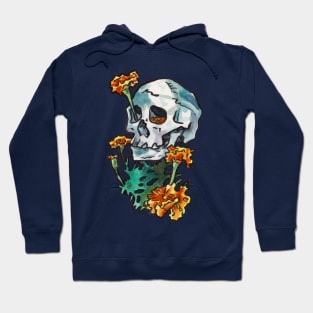 Skull with Marigold Flowers Hoodie